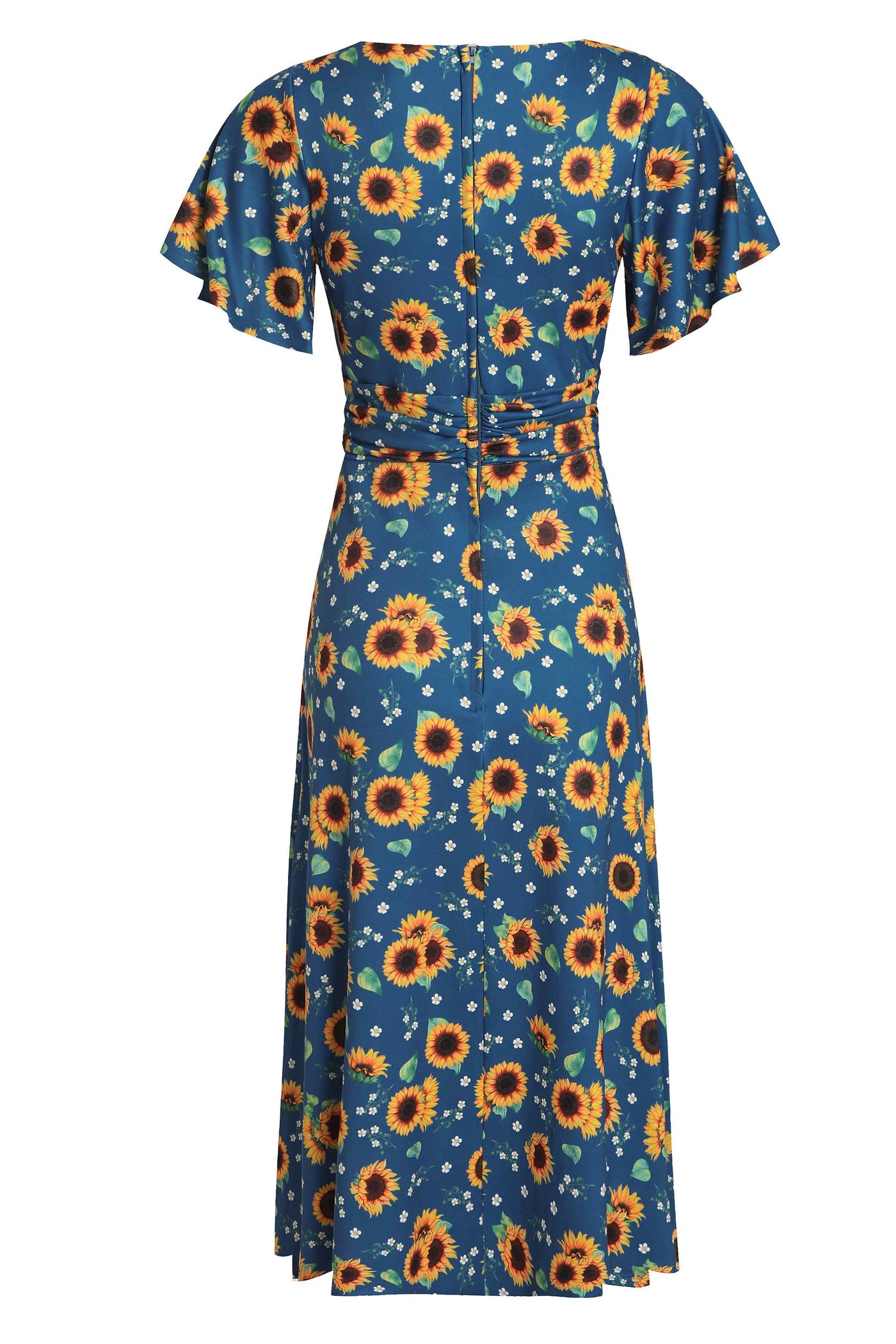 Crossover Bust Blue Sunflower Dress
