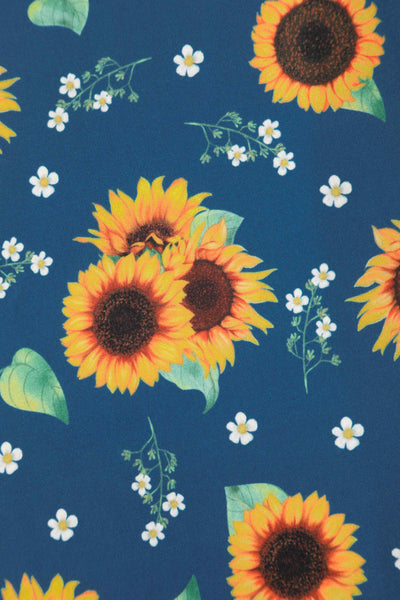 Crossover Bust Blue Sunflower Dress