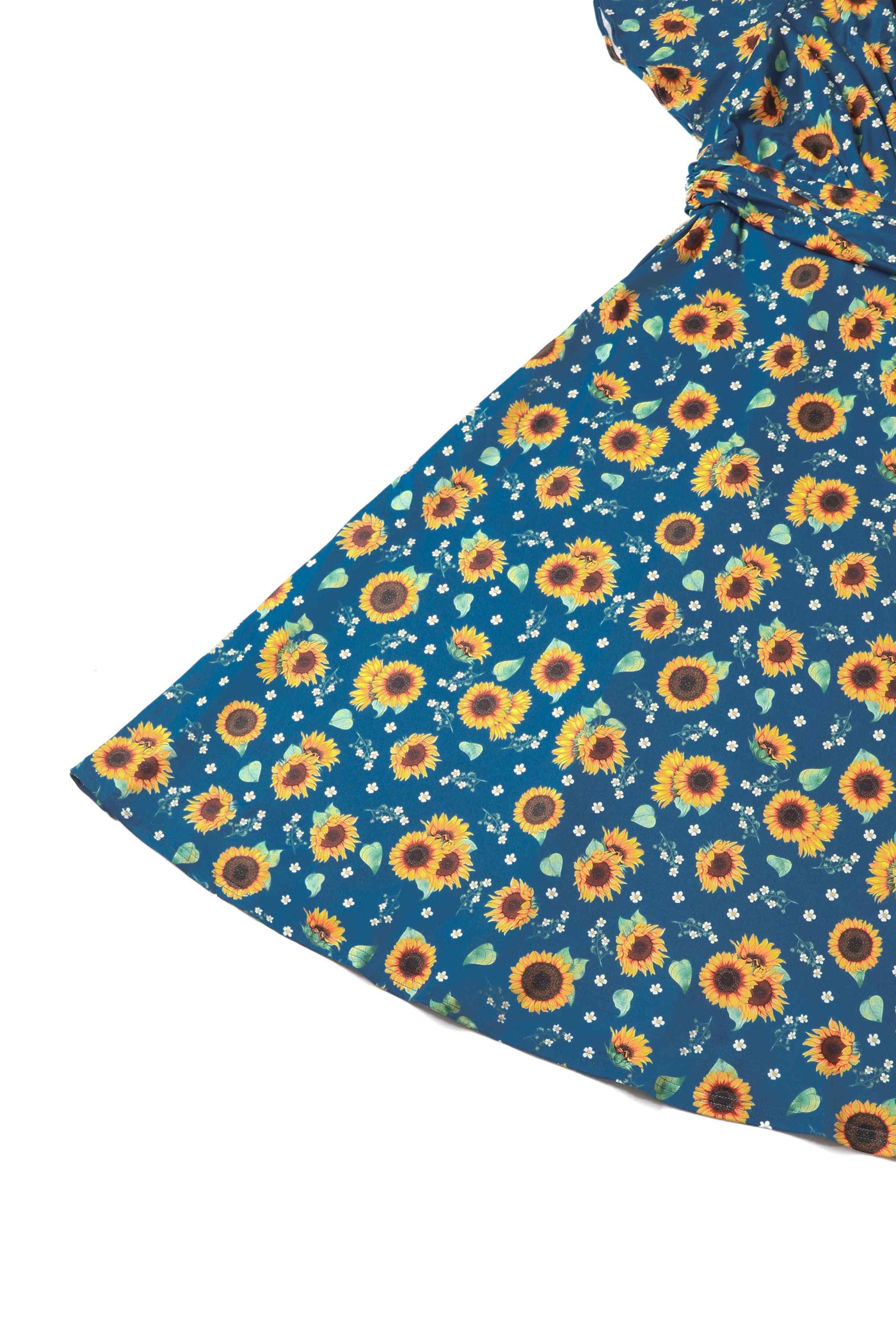 Crossover Bust Blue Sunflower Dress