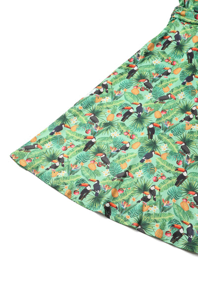 Crossover Bust Green Tropical Toucan Dress