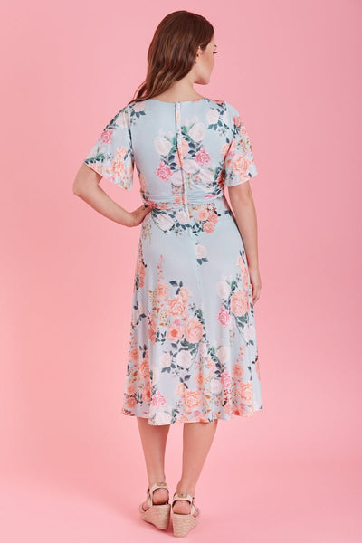 Crossover Bust Mint Green Floral Dress