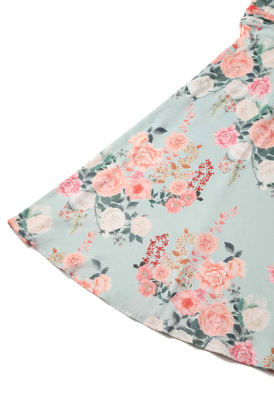 Crossover Bust Mint Green Floral Dress