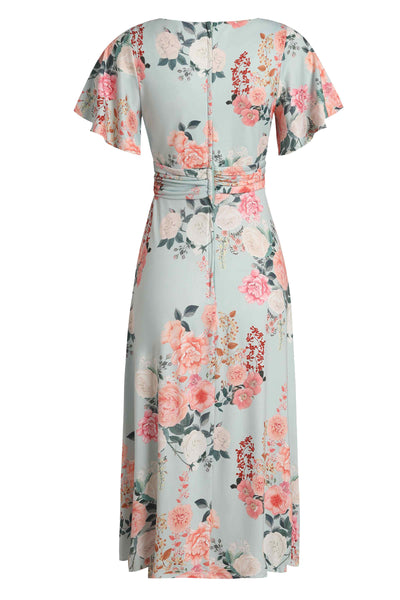 Crossover Bust Mint Green Floral Dress