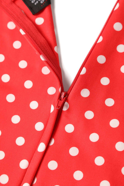Crossover Bust Red Polka Dot Dress