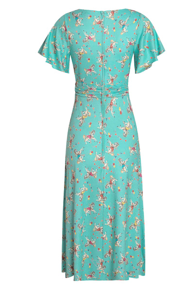 Crossover Bust Turquoise Carousel Dress