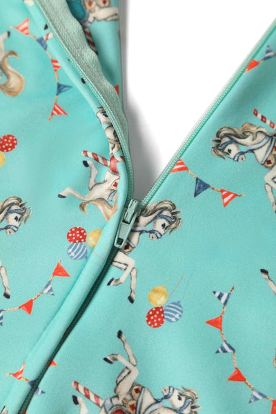 Crossover Bust Turquoise Carousel Dress