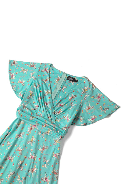Crossover Bust Turquoise Carousel Dress