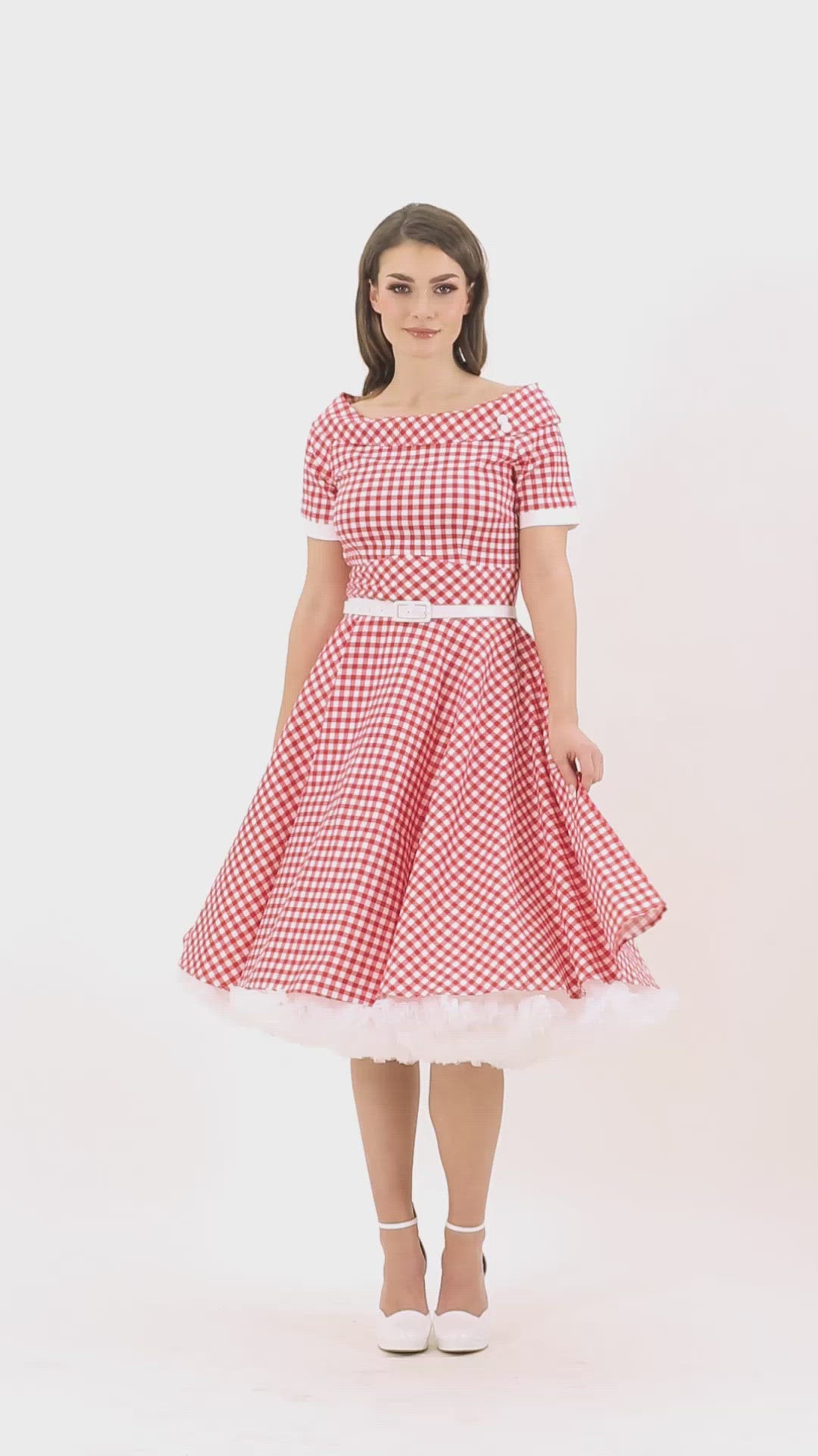 Woman's Retro Red Gingham Swing Dress