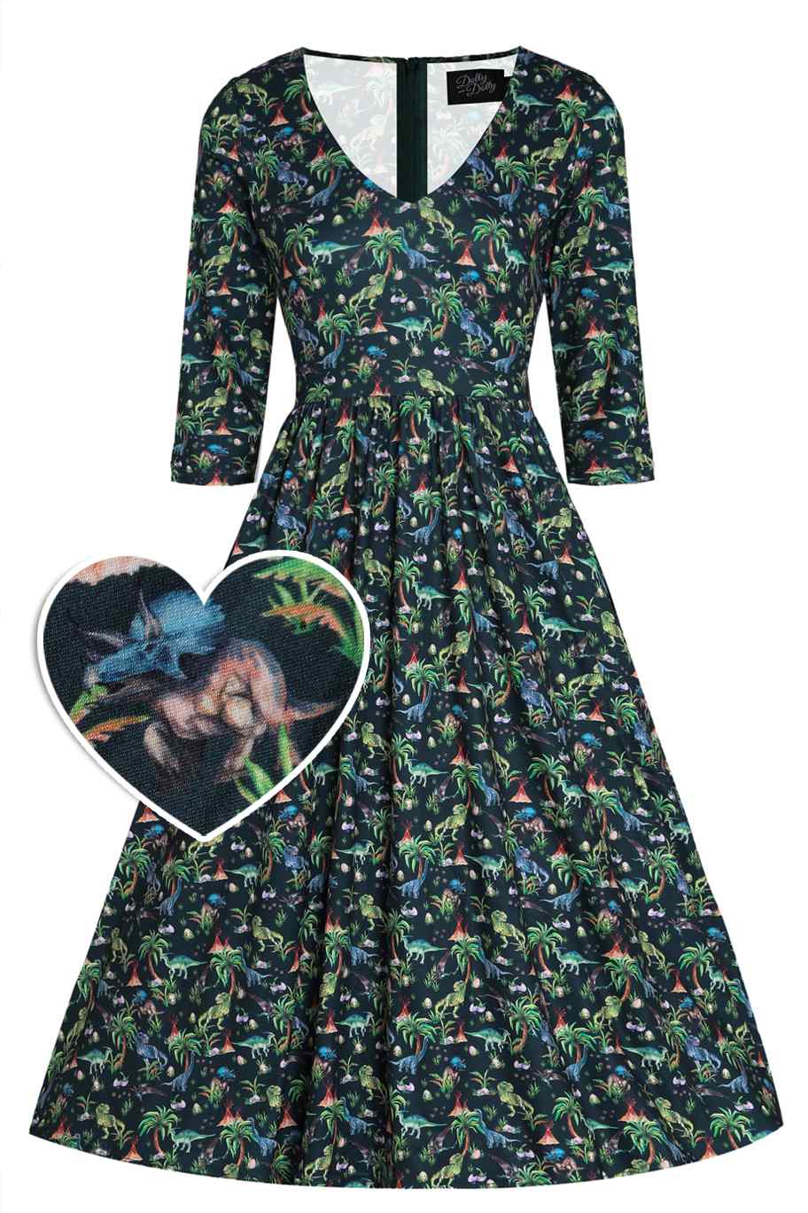 Dinosaur Forest Long Sleeved Dress