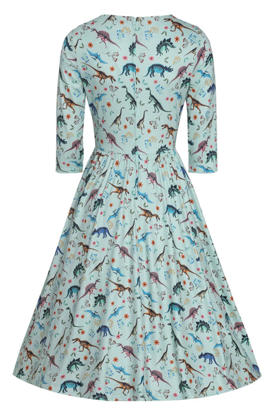 Dinosaur Fossil Print Dress in Green