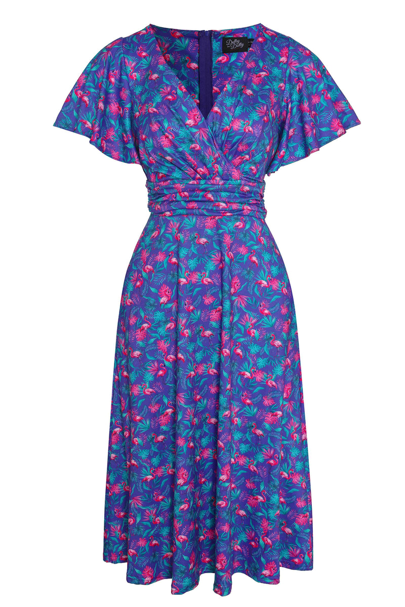 Front View of Flamingo Purple 50s Style Dress