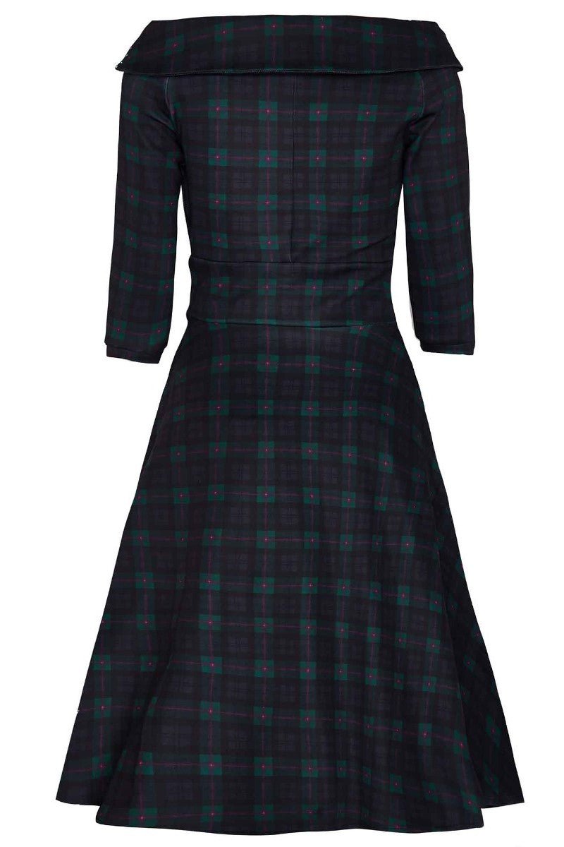Flattering Swing Dress - Myrtle Green & Pink