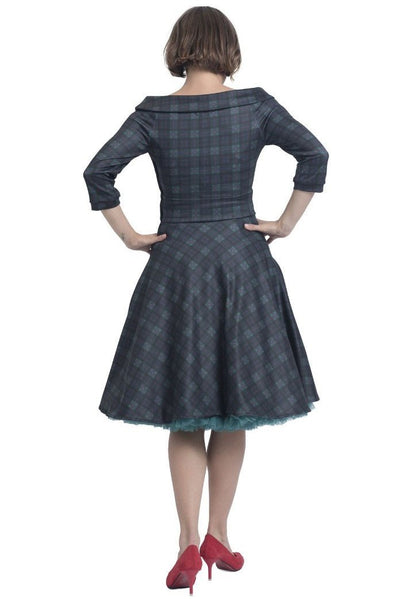 Flattering Swing Dress - Myrtle Green & Pink