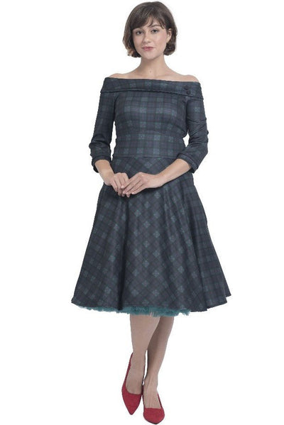 Flattering Swing Dress - Myrtle Green & Pink
