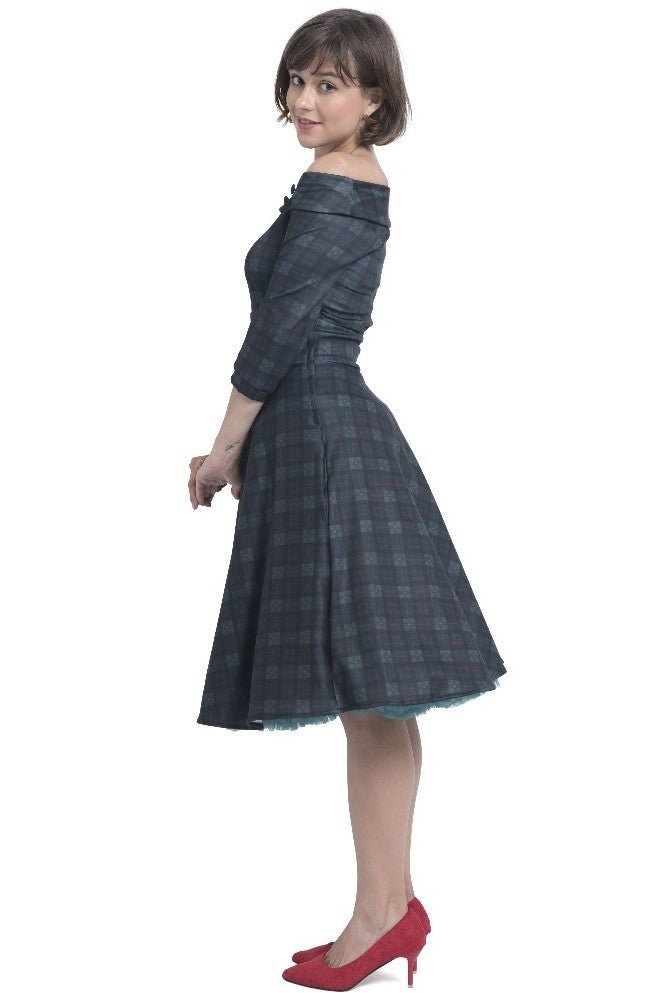Flattering Swing Dress - Myrtle Green & Pink