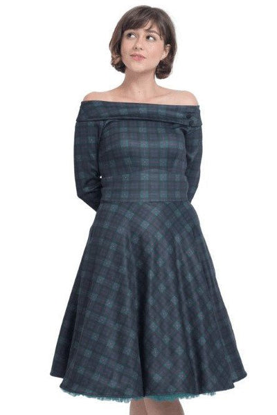 Flattering Swing Dress - Myrtle Green & Pink