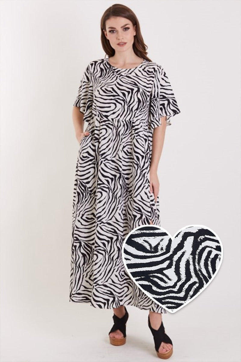 Floaty Oversized Day Dress in Zebra Print