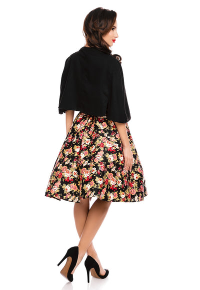 Glamorous 50s Style Cape Shrug in Black