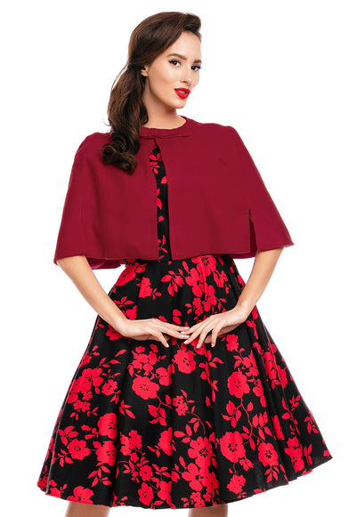 Glamorous 50s Style Cape Shrug in Red