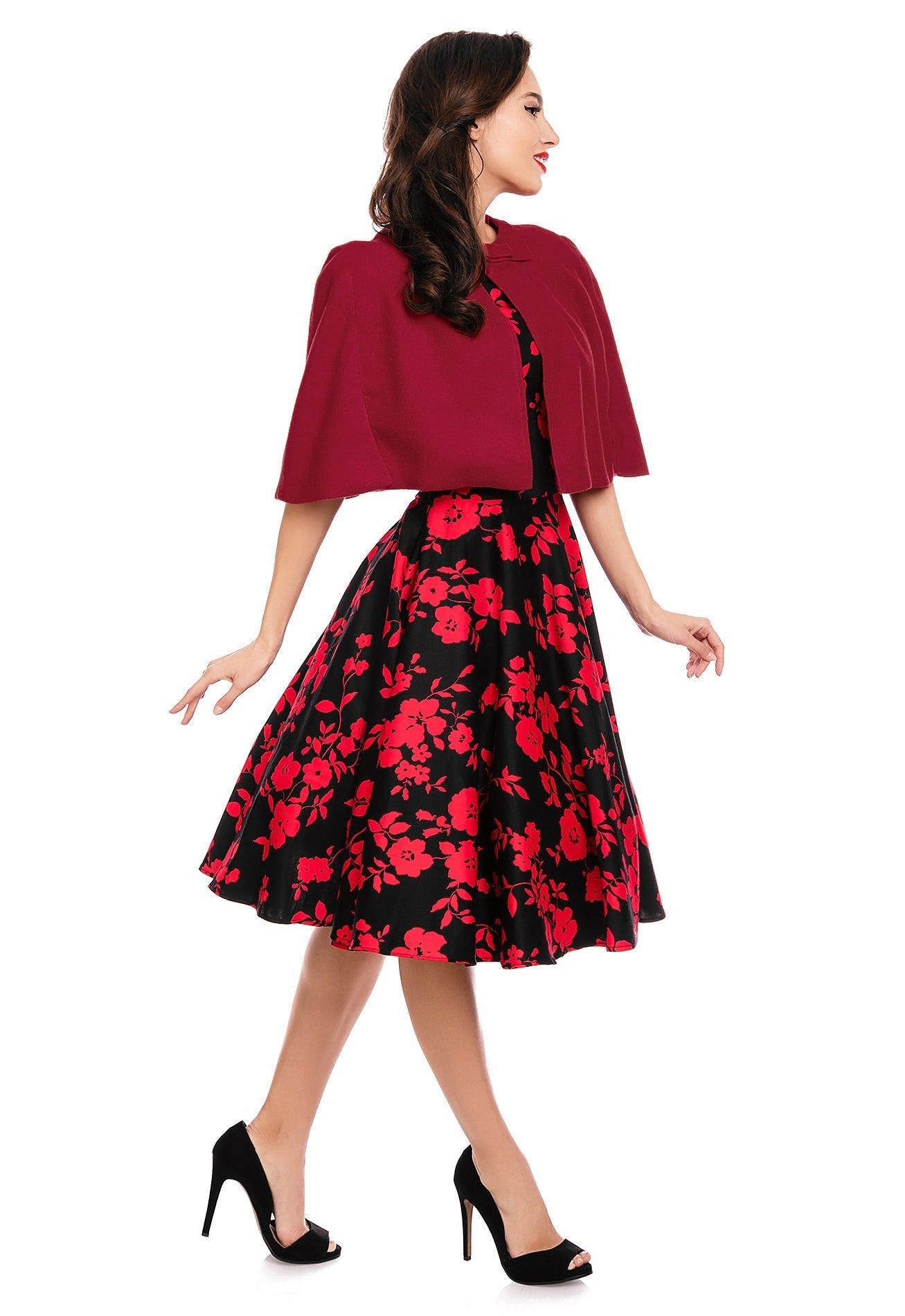 Glamorous 50s Style Cape Shrug in Red