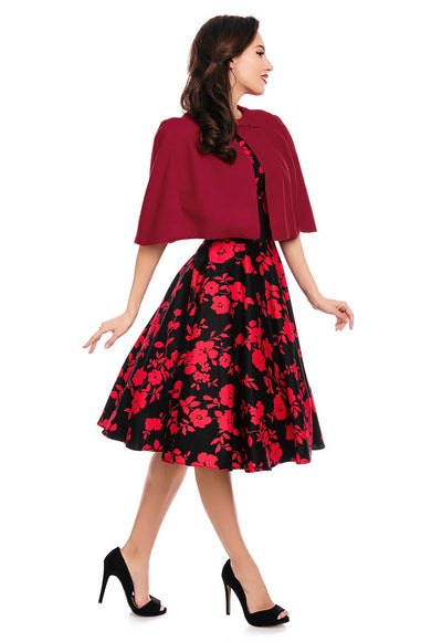 Glamorous 50s Style Cape Shrug in Red