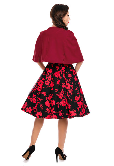 Glamorous 50s Style Cape Shrug in Red