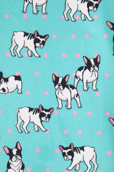 Close up view of Green Frenchie Short Sleeved Dress