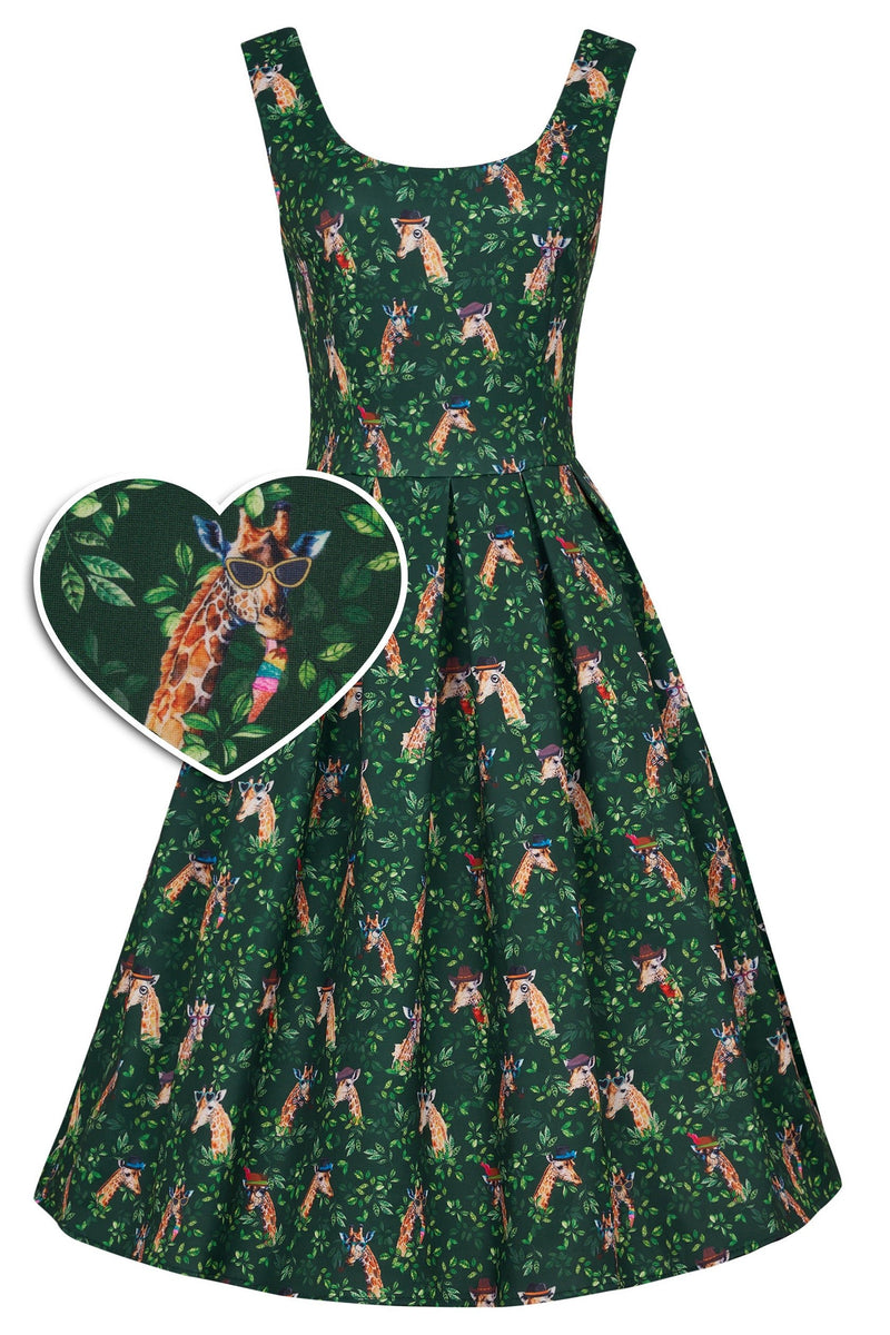 Green Giraffe Swing Dress