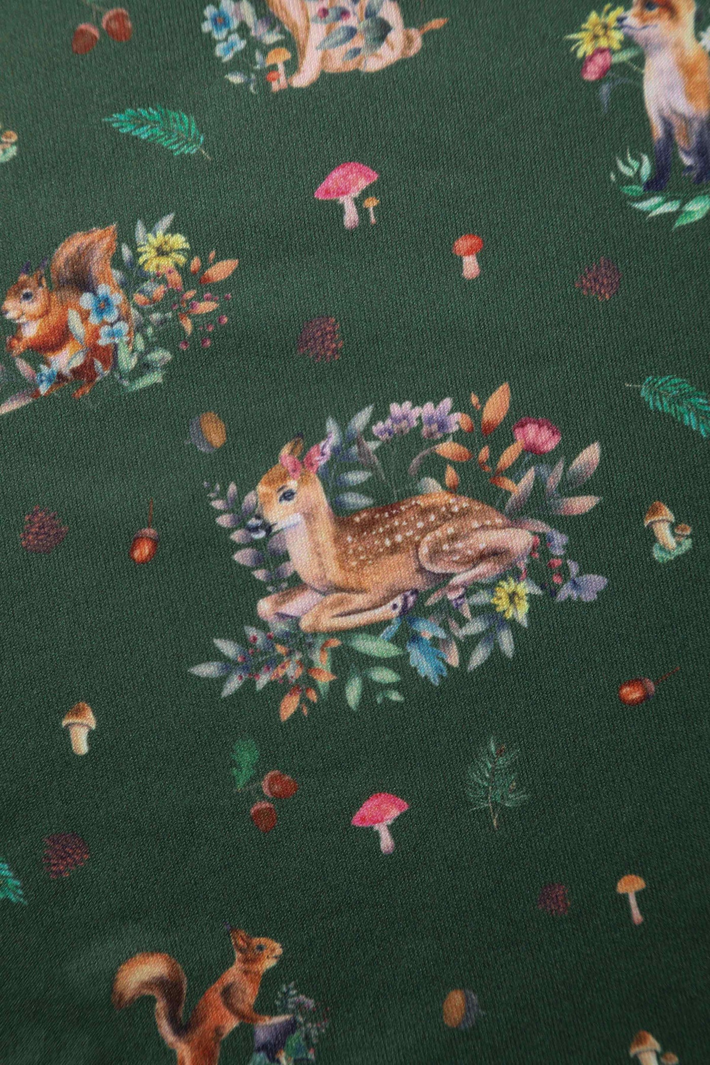 Green Woodland Petal Sleeved Flared Dress