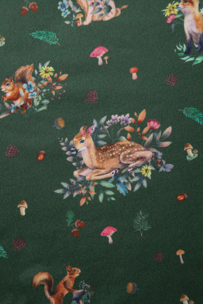Green Woodland Petal Sleeved Flared Dress
