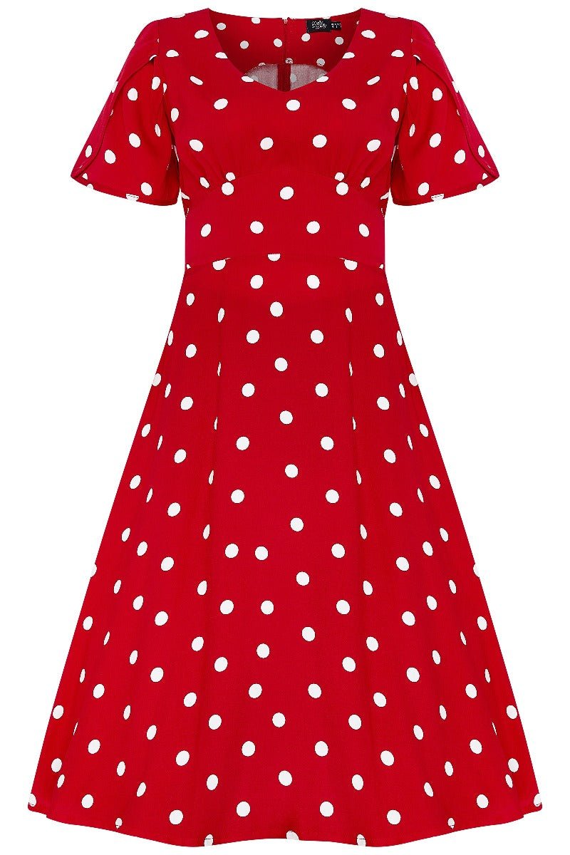 Janice Summer Tea Dress in Red/White Polka Dot Print — free download