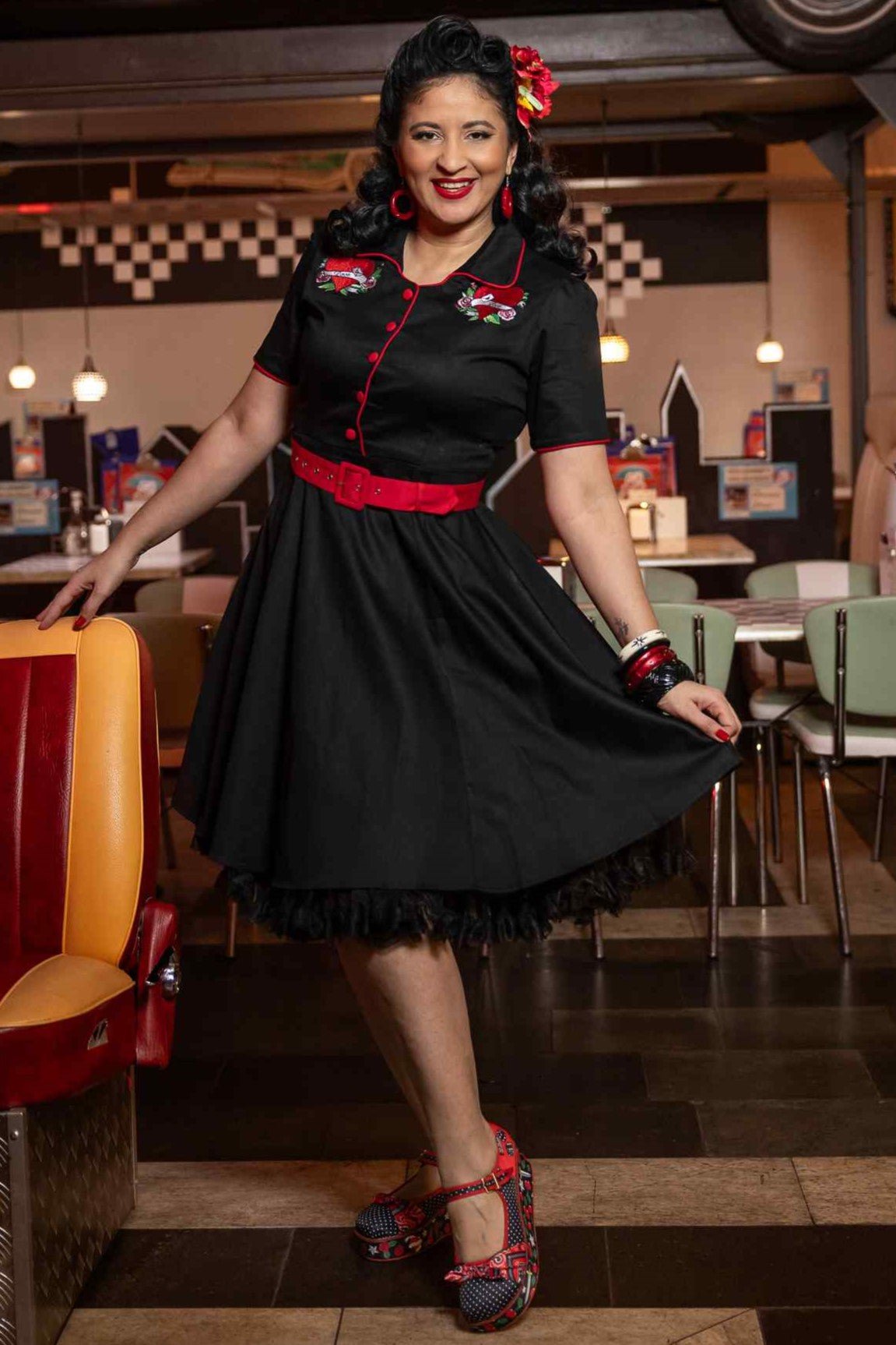 Sherry Heart Embroidery Shirt Dress 8