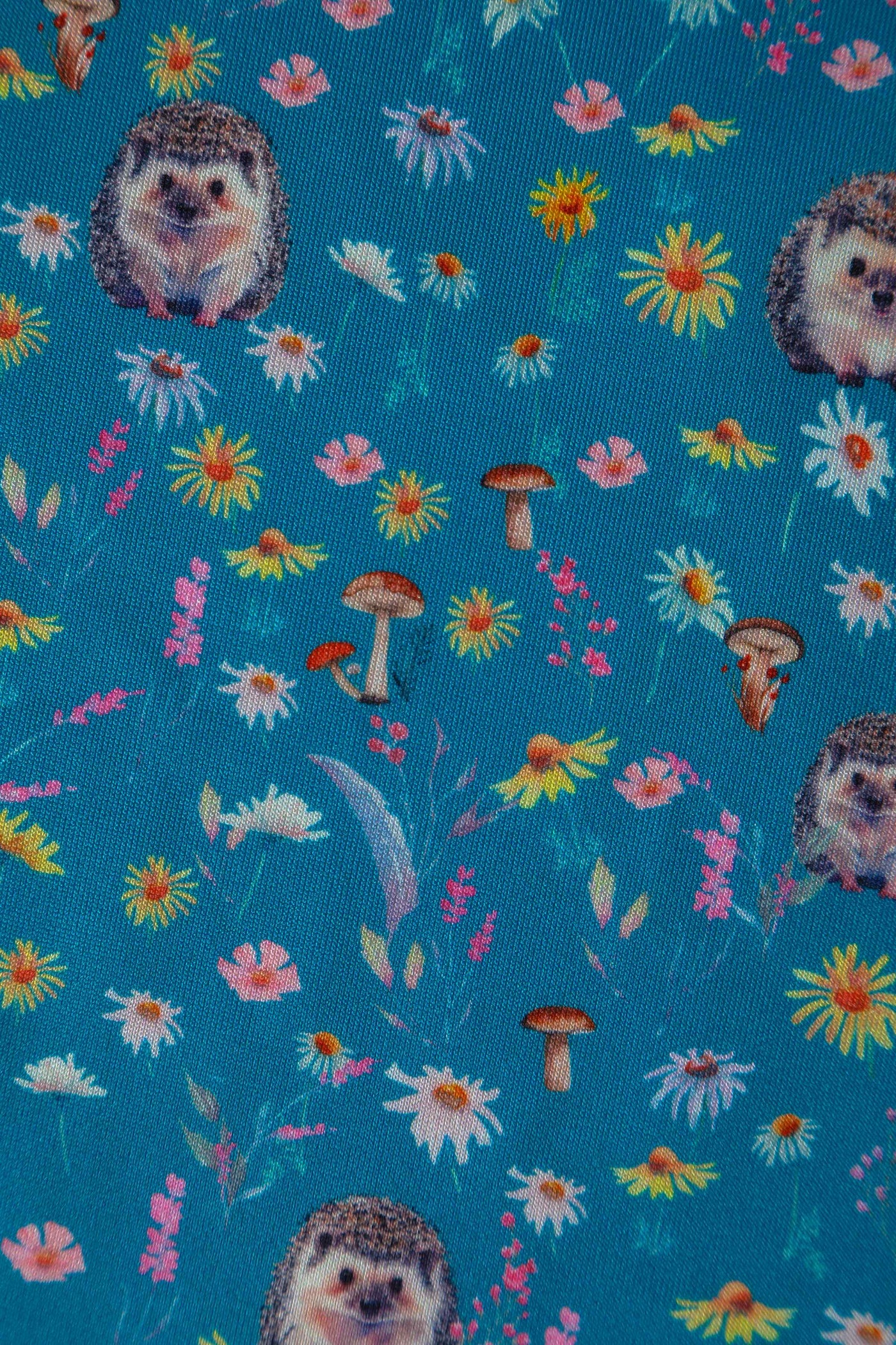 Close up View of Hedgehogs Blue Knee Length Tea Dress