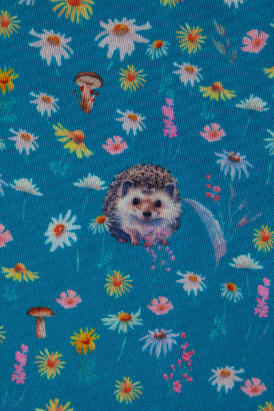 Close up View of Hedgehogs Blue Knee Length Tea Dress