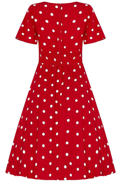Janice Summer Tea Dress in Red/White Polka Dot Print