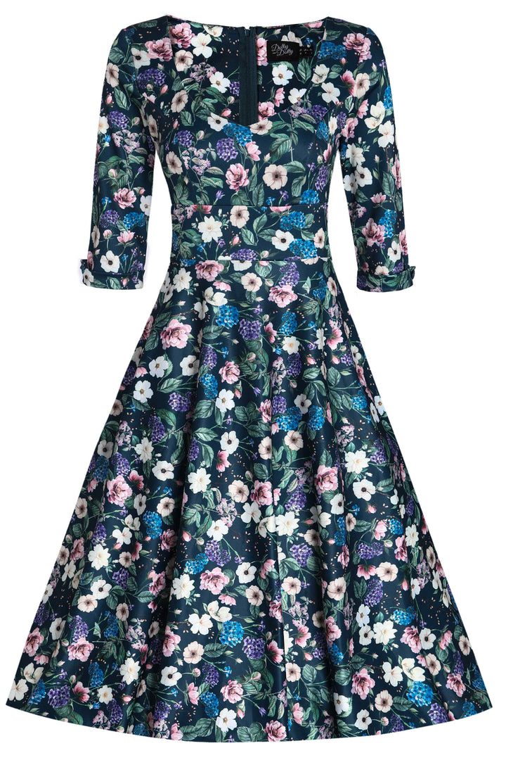 Scarlette Hydrangea Floral Formal Midi Dress Scarlette Hydrangea Floral Formal Midi Dress