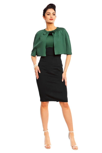 Sabrina Glamorous 50s  Style Cape Shrug in Myrtle  Green