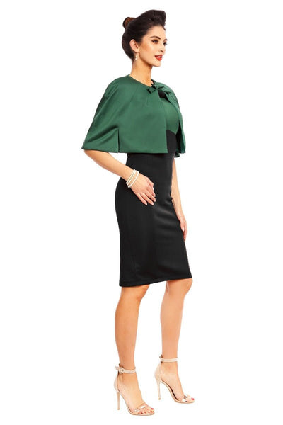 Sabrina Glamorous 50s  Style Cape Shrug in Myrtle  Green
