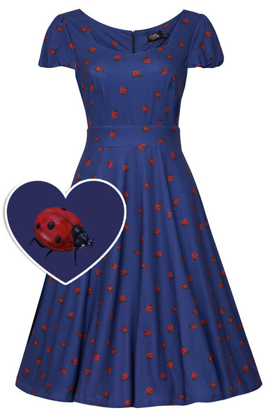 Front View of Kids Ladybug Navy Dress