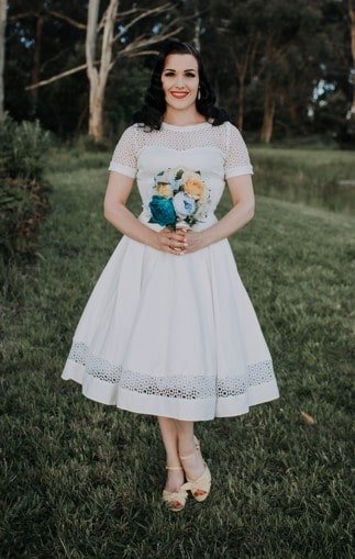 Tess Bridal White Lace Dress with Sleeves by Dolly and Dotty Tess Bridal White Lace Dress with Sleeves by Dolly and Dotty