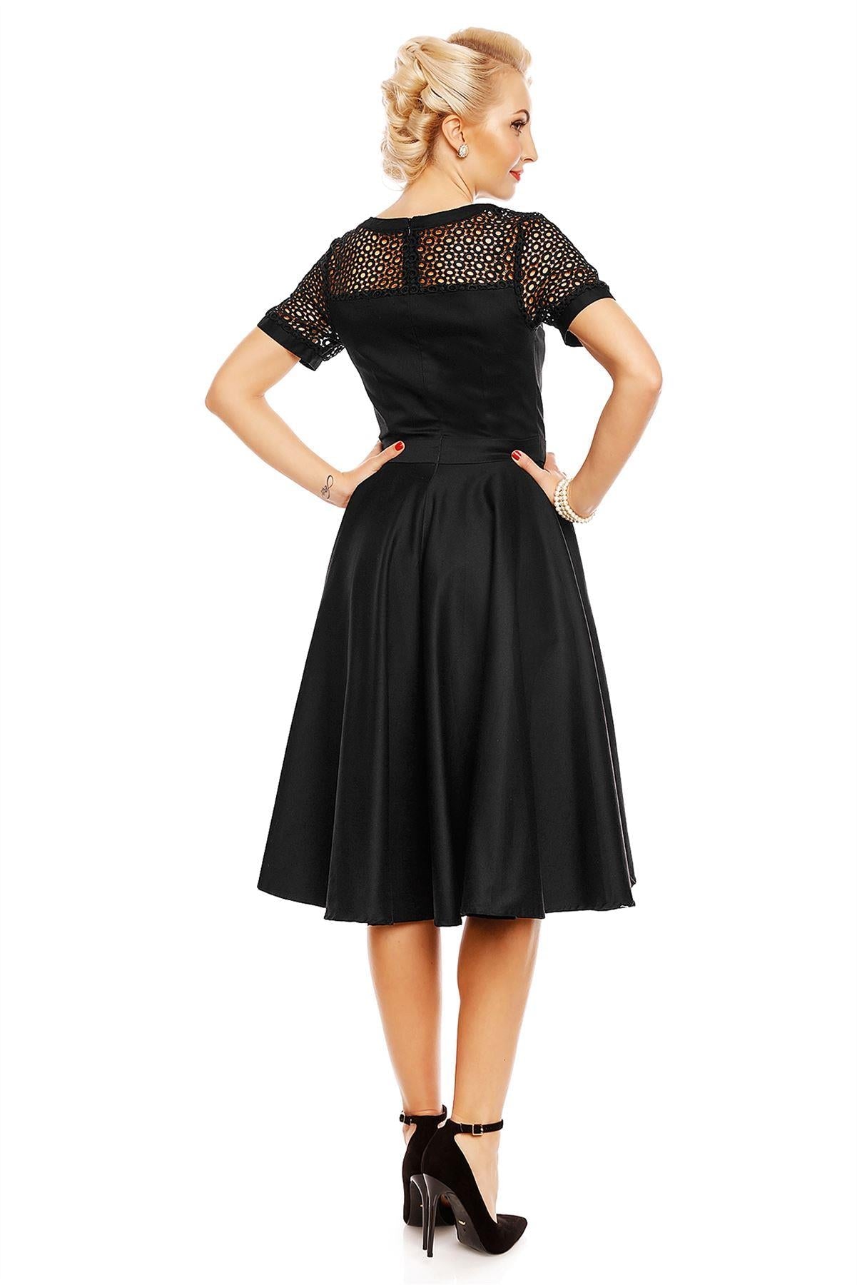 Lace Short Sleeved Dress in Black
