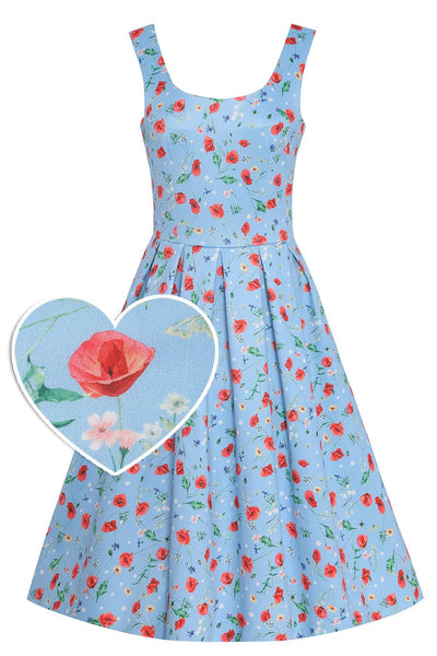 Light Blue Poppy Swing Dress