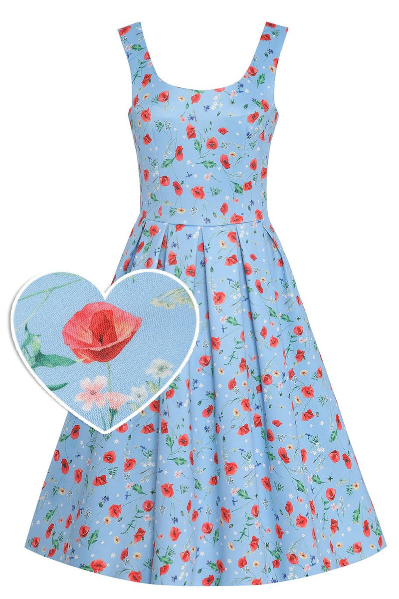 Light Blue Poppy Swing Dress