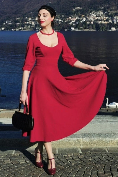 Scarlette Long Sleeved Burgundy Midi Dress