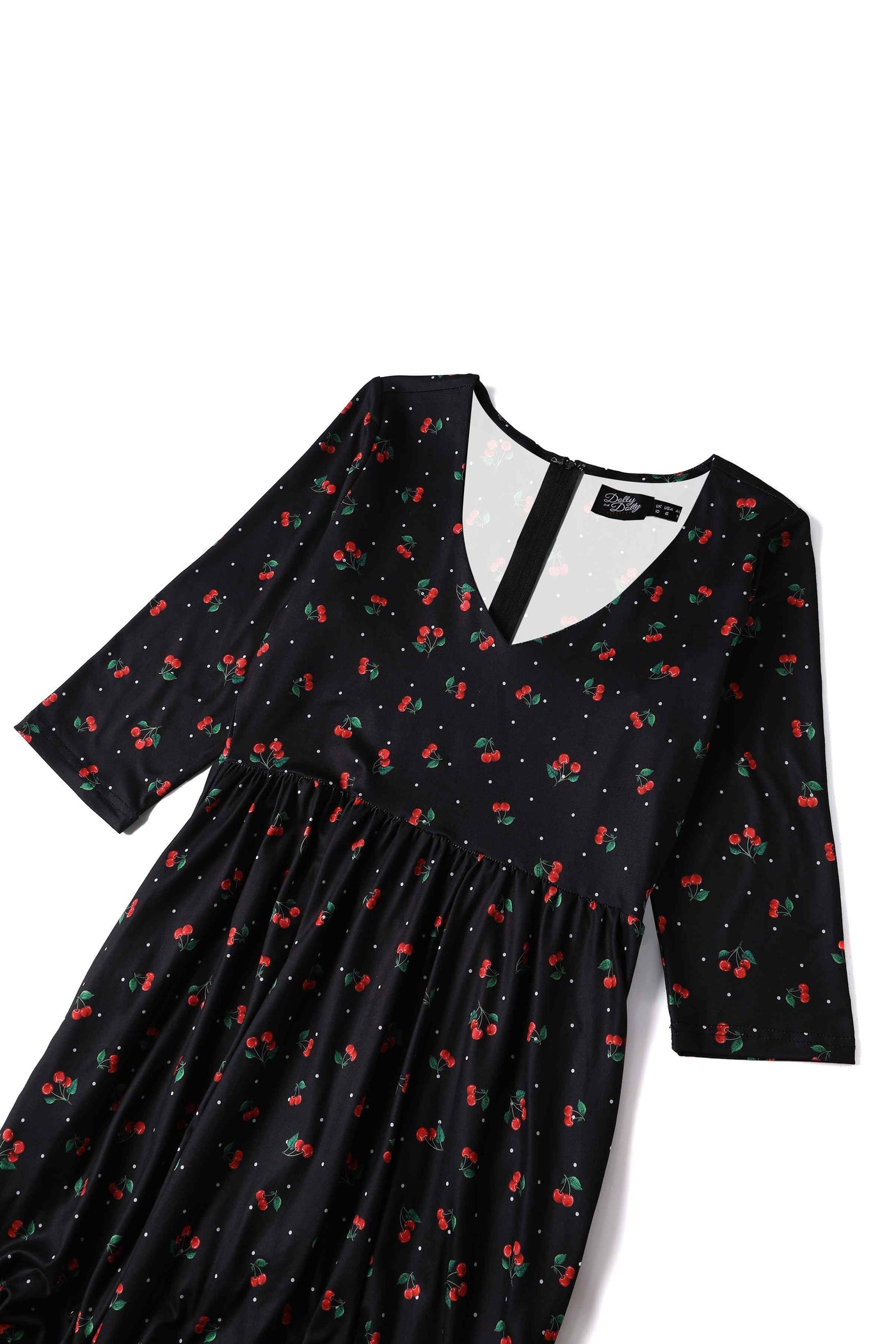 Black Long Sleeved Cherry Dress
