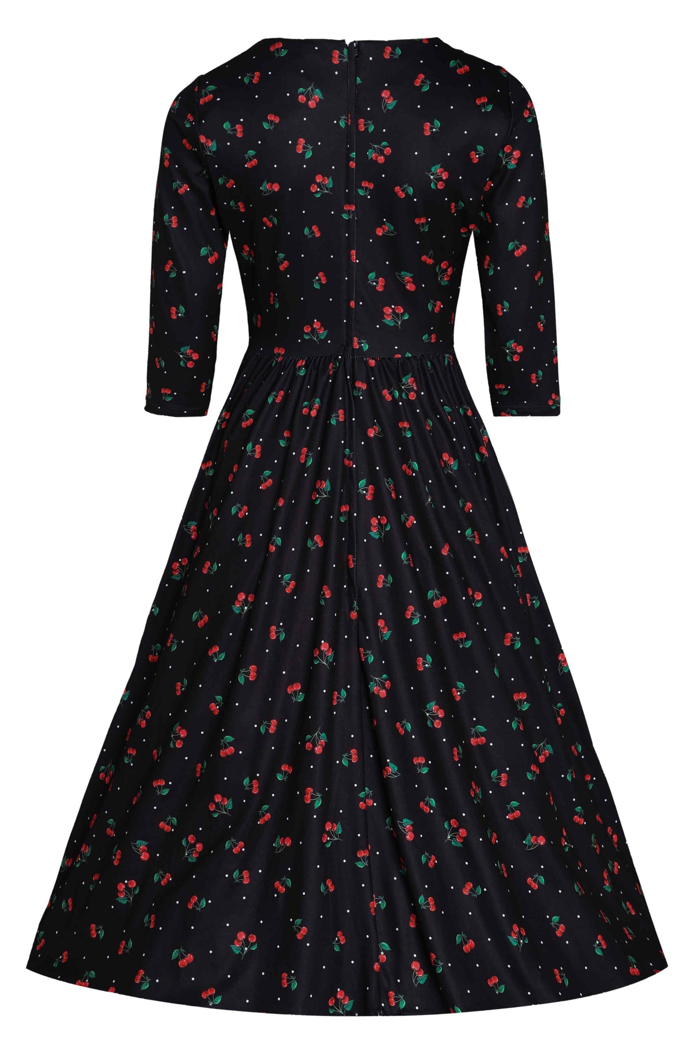Billie Black Long Sleeved Cherry Dress | Dolly and Dotty Billie Black Long Sleeved Cherry Dress | Dolly and Dotty