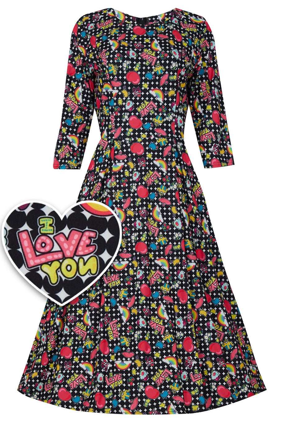 Long Sleeved Retro Pop Art Dress