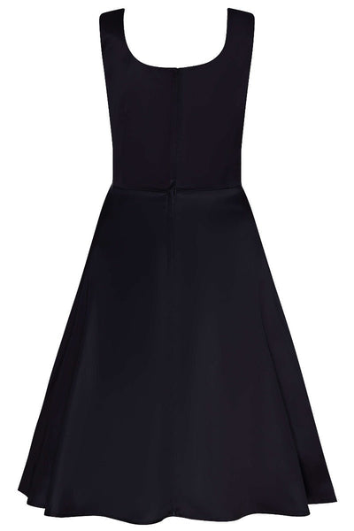 Gorgeous Amanda 50s Inspired Black Swing Dress with Red-Blue Flowers