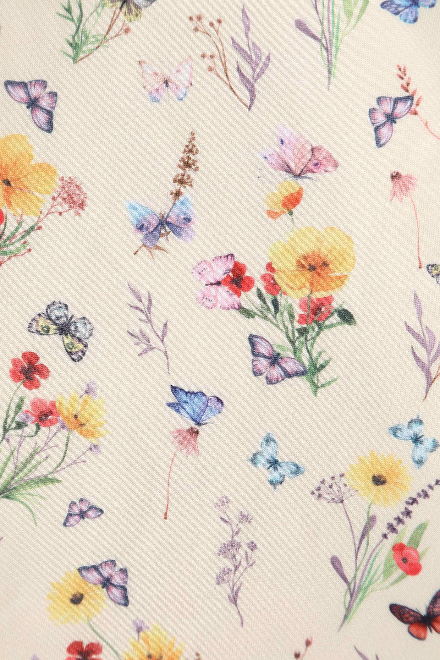 Close up View of Meadow and Butterfly Yellow Midi Dress