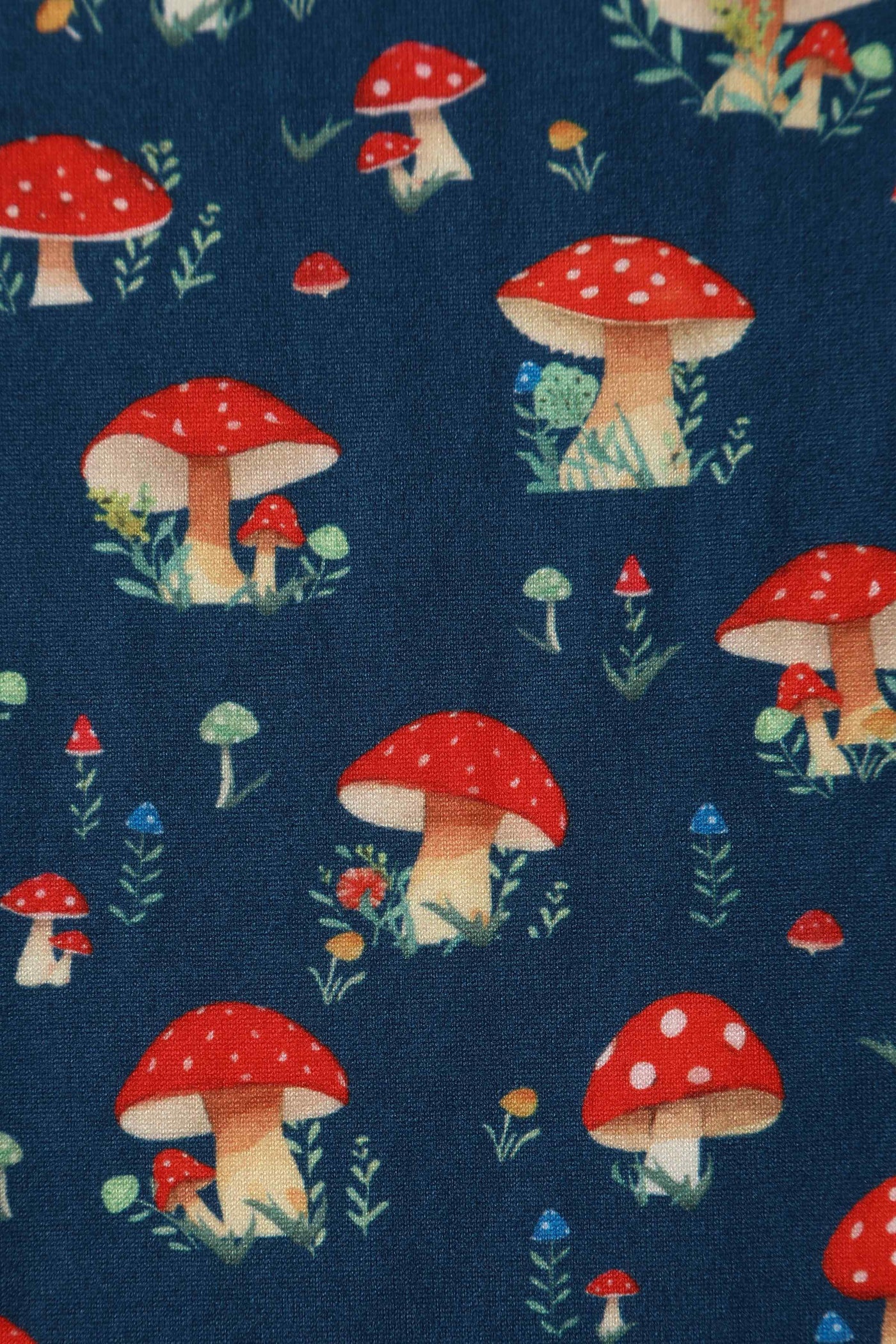 Close up View of Mushroom Navy Blue Jumpsuit With Pockets